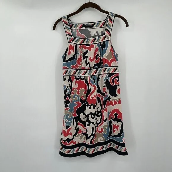 BCBGMaxazria Womens Dress Small Sleeveless Sheath Stretchy Multi Color Casual - Picture 2 of 11